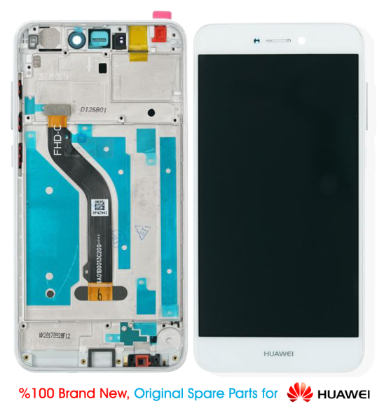 Huawei P8 lite (2017) Display mit Rahmen + Akku- weiß- 02351VBS